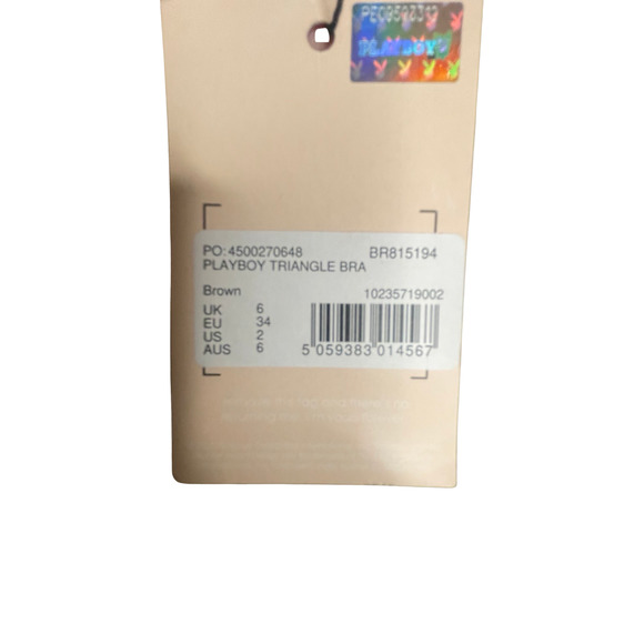 2 Piece High Waist Brief's Panty & Triangle Bra Missguided x Playboy Tan size 2 - Picture 6 of 6